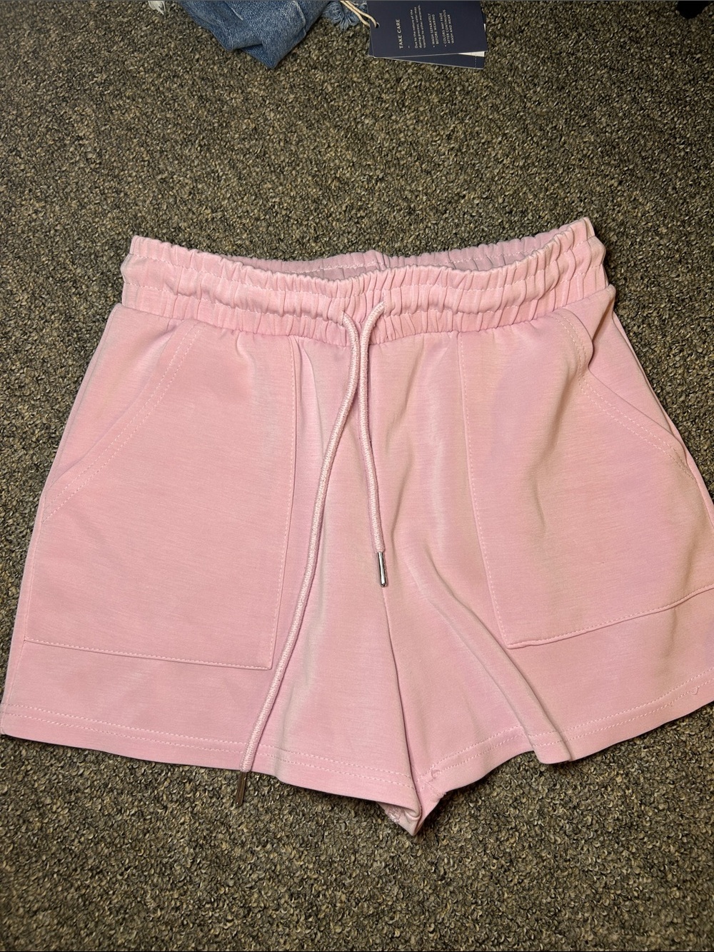 Pink Drawstring Athletic Shorts